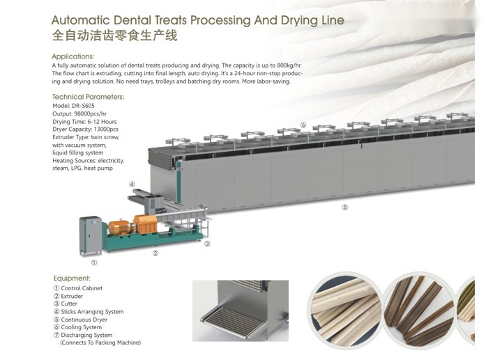 Línea automática de treats dentales y secado